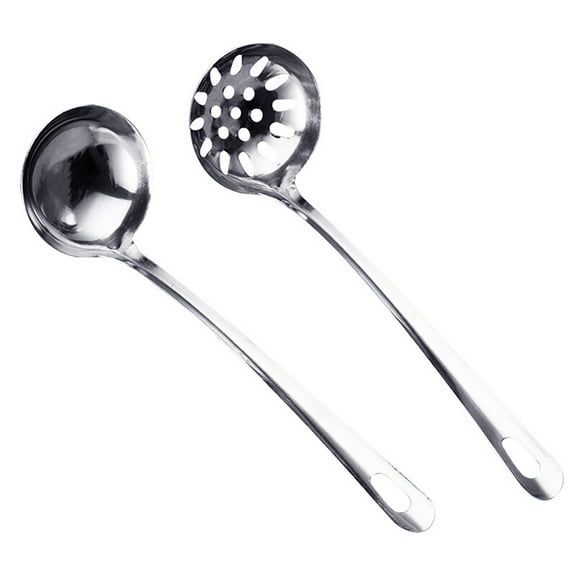 Dengjunhu 2Pcs Soup Ladle Skimmer Slotted Spoon Set Stainless Steel Strainer Gravy Colander Hot Pot
