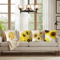 thumbnail image 2 of Set Of 4 Sunflower Flower Decorative Throw Pillow Covers 20x20 Inch Plant Pillow Covers Linen Square Pillow Cases Summer Flower Outdoor Sofa Couch Home Bed Decor Cushion Covers (20 by 20), 2 of 5