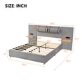 thumbnail image 2 of Harper & Bright Designs Queen Size Velvet Upholstered Bed with Large Headboard and 2 Shelves, Wooden Platform Bed Frame with 2 Outlets and USB Charging Ports on Both Sides, 2 Headboard Pillows, 2 of 12