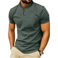 thumbnail image 3 of GIRUNS Mens Henley Shirts Short Sleeve Casual Classic Cotton T-Shirts Pocket Button Tees Green L, 3 of 7