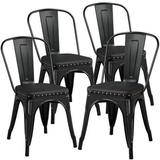 Free Shipping! Alden Design Metal Dining Chairs Set of 4, Black