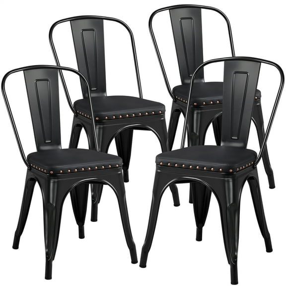 SmileMart Metal Industrial Dining Chairs with Soft Cushioned Seat