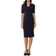 thumbnail image 1 of Vestido ajustado de mujer Inspire Chic con escote en V, mangas cortas, vestido midi bodycon para el trabajo, azul oscuro, talla XL, 1 of 6