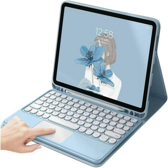 QUTETN Étui pour iPad Pro 12,9 2022 (6e Génération) avec Clavier Clavier à Pavé Tactile pour iPad Pro 12,9 Pouces 2022 6e/2021 5e/2020 4e Gén Clavier à Pavé Tactile Étui Clavier Détachable avec Stylo