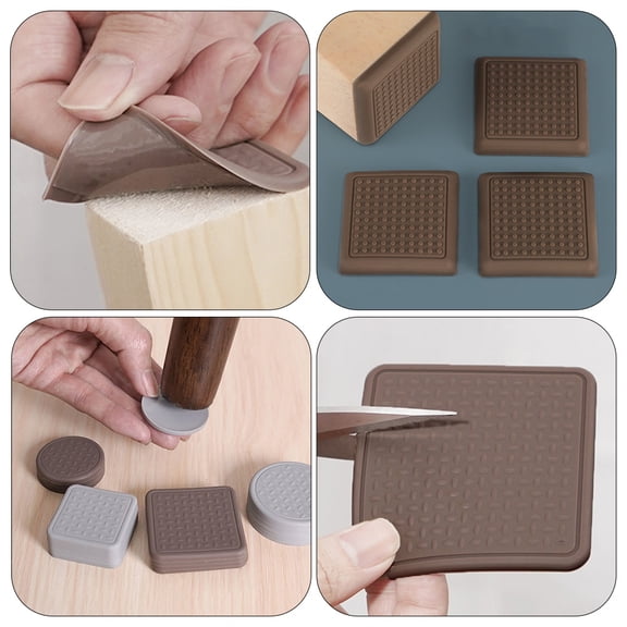 WRISTBIQUE 8Pcs Brown Furniture Leg Protectors Silicone Chair Foot Cover Mats Easy to Use and Clean