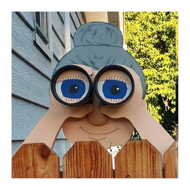 TOYFUNNY Fence Decoration Nosy Old Man And Lady Garden Yard Art Father'S Day Gift