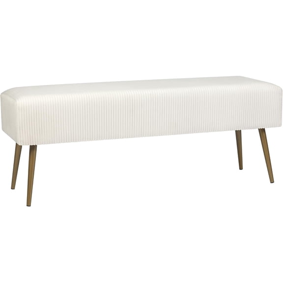 Homebeez Ottoman , End of Bed 44" Velvet Indoor Window Upholstered Padded with Metal Legs for Bedroom, Entryway, White