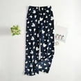 thumbnail image 4 of Women Pajama Pants Plush Sleep Pants Soft Elastic Waist Pajama Bottoms Patterned Pants With 2 Pockets for Comfortable Sleep and Lounge,Dark Blue,S, 4 of 7