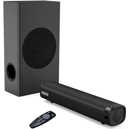 TOPVISION Sound Bars for TV, Upgrade 60W Sound Bar with Subwoofer, 16 inch Speakers for Computer and Laptop, Wired & Wireless Bluetooth 5.0, Opt/Aux/Bluetooth Connection