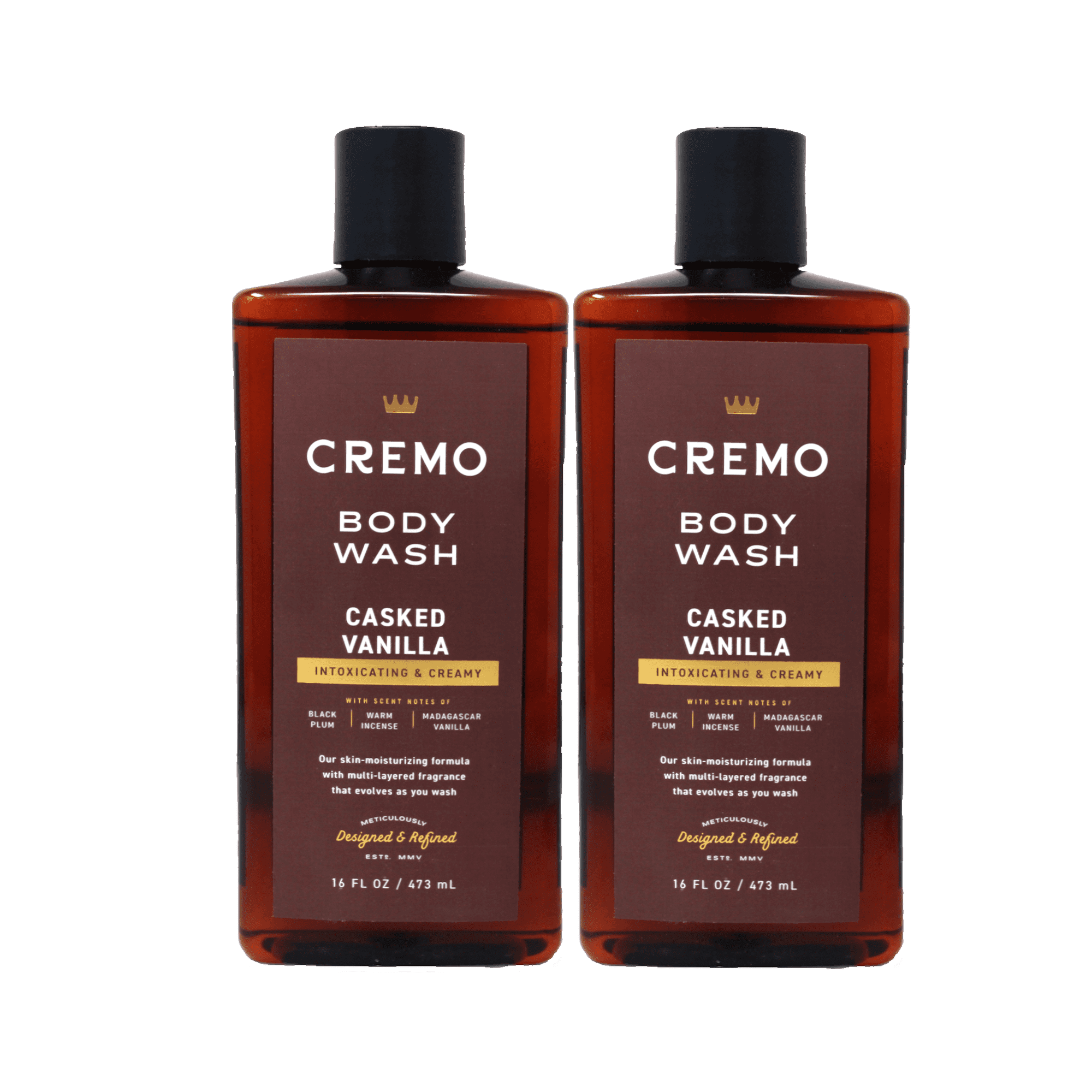 Cremo Casked Vanilla Body Wash for Men, Rich-Lathering Shower Gel, Black Plum, Warm Incense & Madagascar Vanilla Scent, 16 fl oz Pack of 2