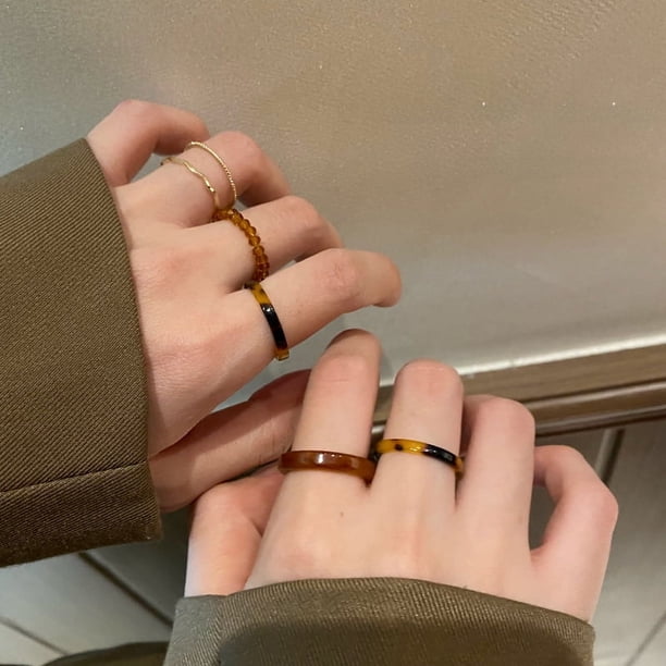 Anillo de acetato vintage para mujer, moderno, ligero, lujoso, nicho, exquisito juego de anillos para dedos, anillo para unión