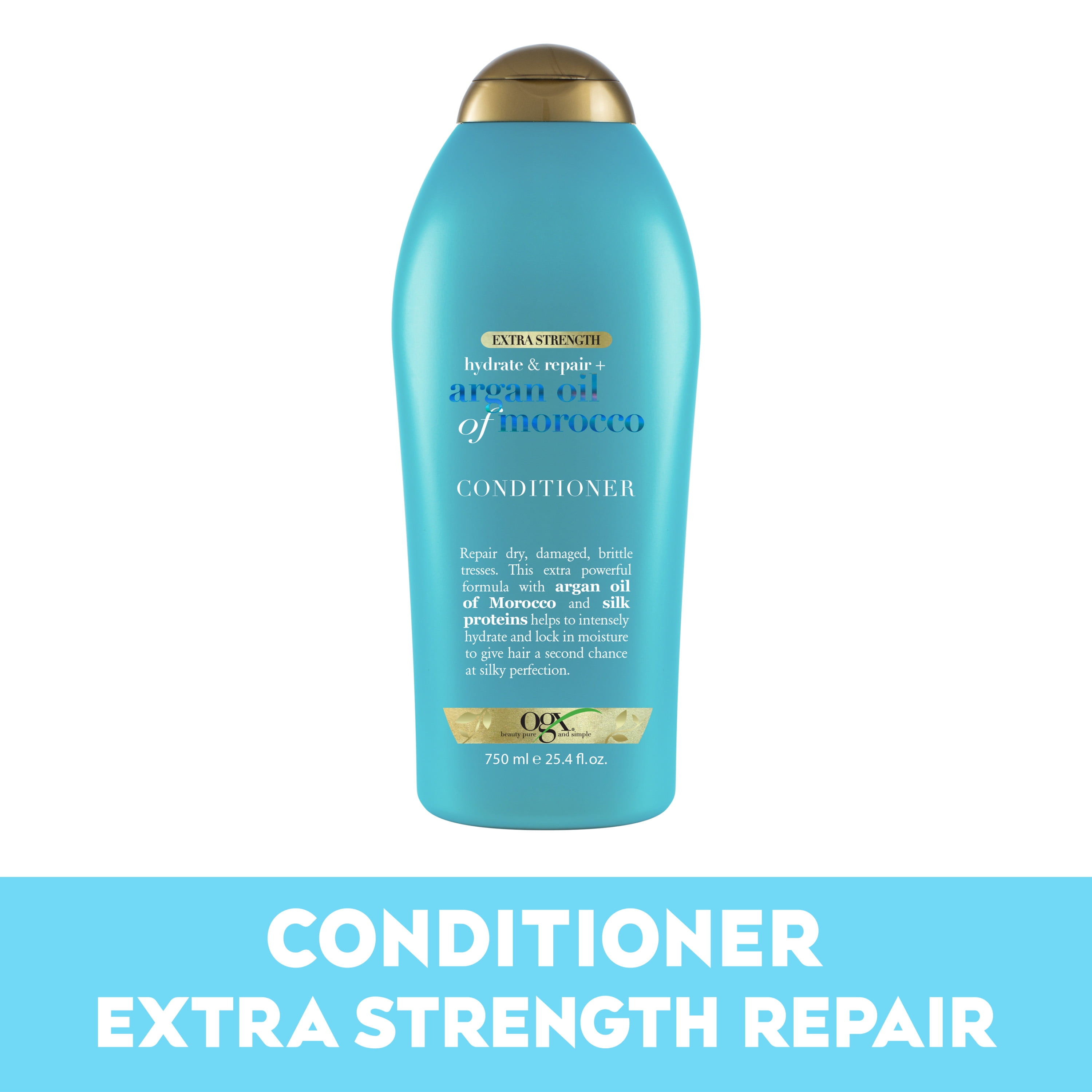 OGX Extra Strength Hydrate & Repair + Argan Oil of Morocco Nourishing Daily Shampoo and Conditioner Set, 25.4 fl oz