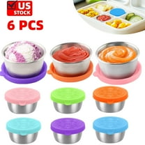 6x1.4 Oz Salad Dressing Container To Go, Small Containers with Leakproof Silicone Lids, Reusable Stainless Steel Sauce Cups for Lunch , Travel and Picnic