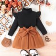 thumbnail image 2 of adviicd Girl Outfits Girl's 2 Piece Outfits Bodycon Dress with Long Sleeve High Low Hem Crop Top (Black,6-12 Months), 2 of 6