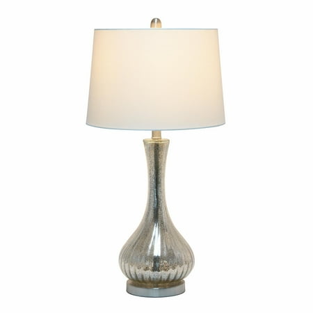 Lalia Home - Speckled Mercury Tear Drop Table Lamp with Fabric Shade - White