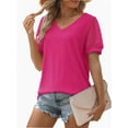 thumbnail image 2 of Womens Summer Casual Shirts Short Sleeve Tunic V Neck Trendy Blouses Tops, 2 of 5