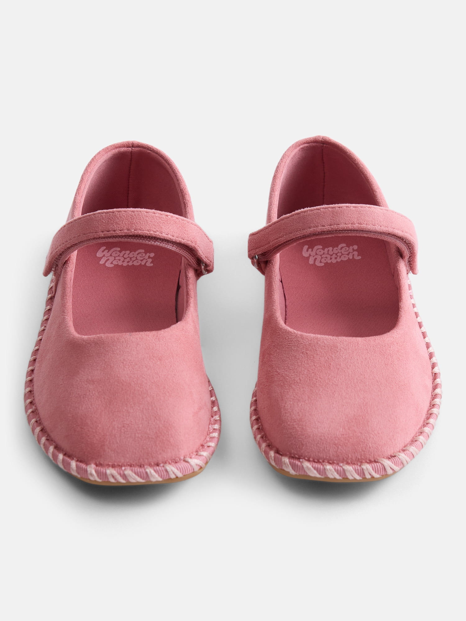 Wonder Nation Toddler, Little and Big Girls Faux Suede Whipstitch Ballet Shoes