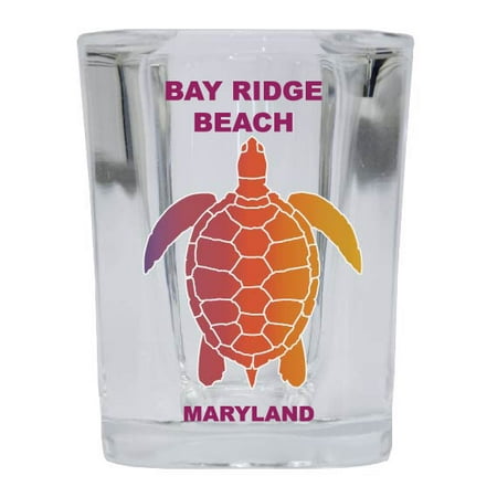 

BAY RIDGE BEACH Square Shot Glass Rainbow Turtle Design