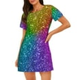thumbnail image 1 of Xecao Chemise de Nuit Ample à Paillettes Colorées pour Femmes Manches Courtes Décontractée Imprimée, 1 of 6