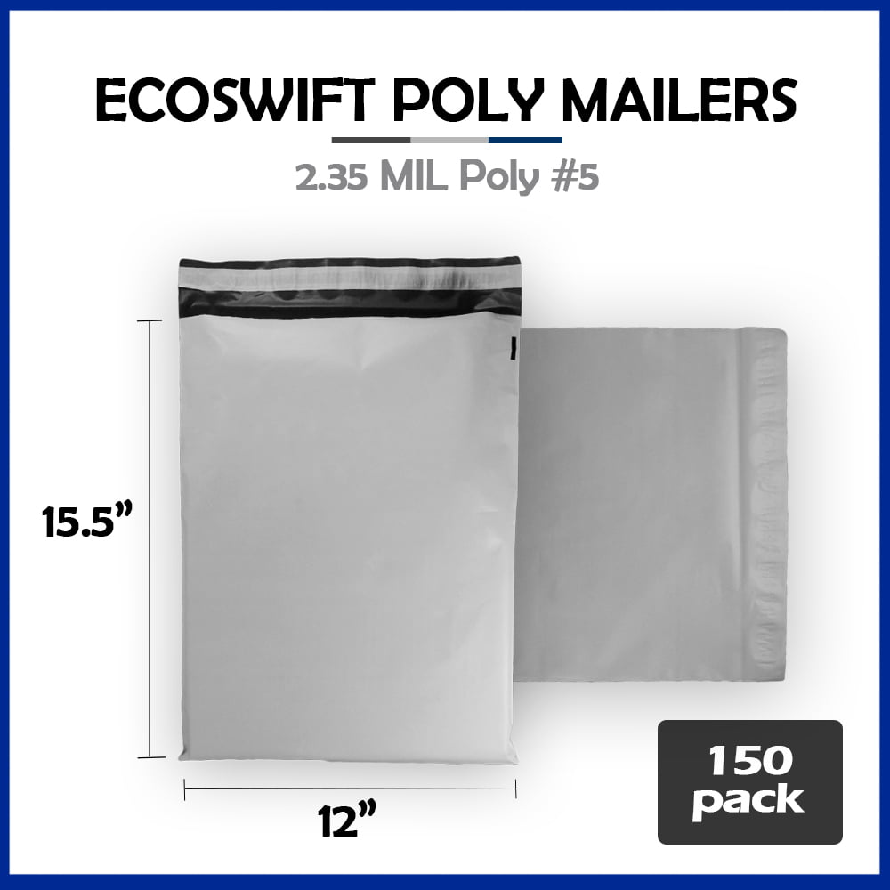 150 12x15.5 EcoSwift Poly Mailers Plastic Envelope Shipping Mailing Bags 2.35MIL 