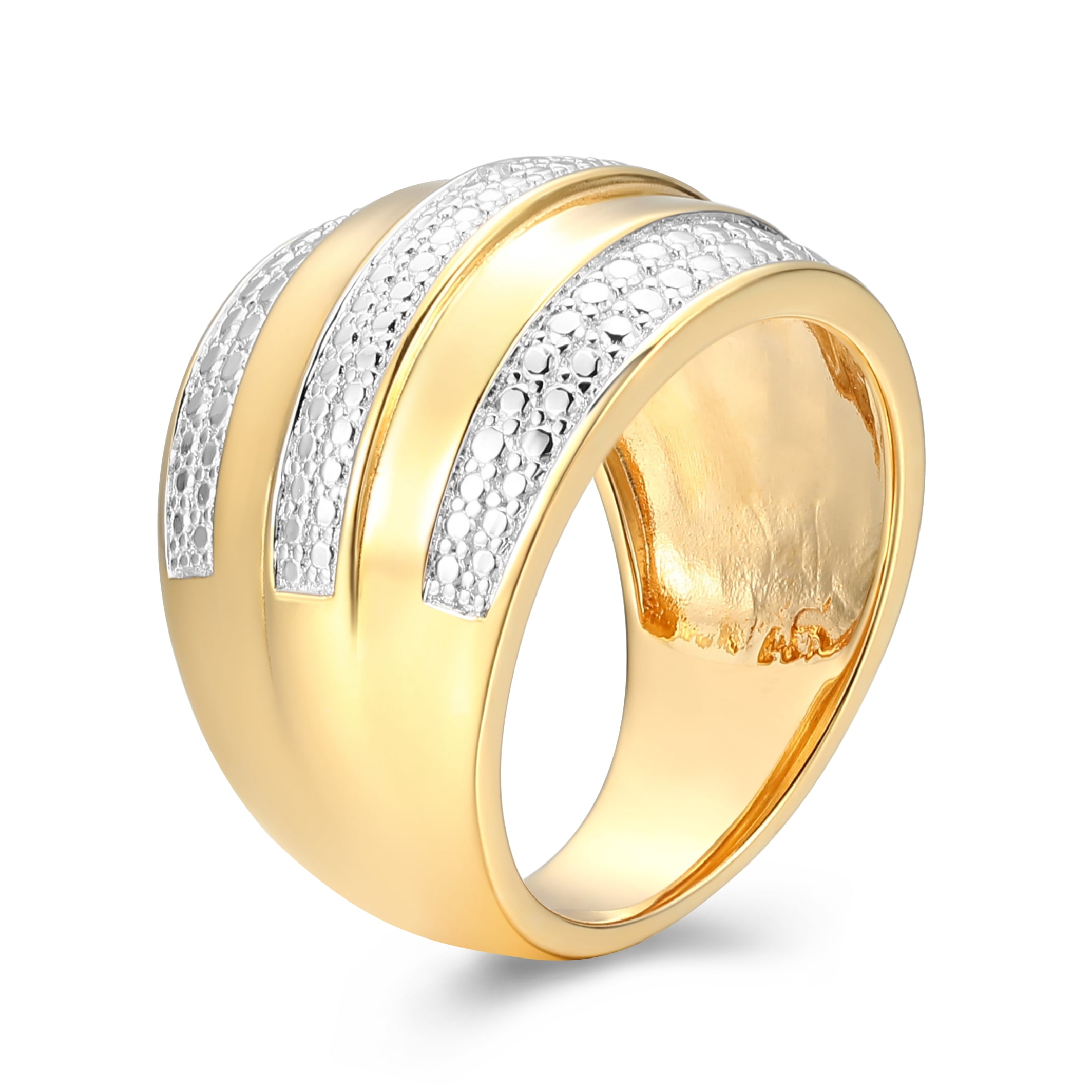 Forever Facets Diamond Accent Linear Band Ring in Two-Tone Rhodium over Bronze, Adult Female