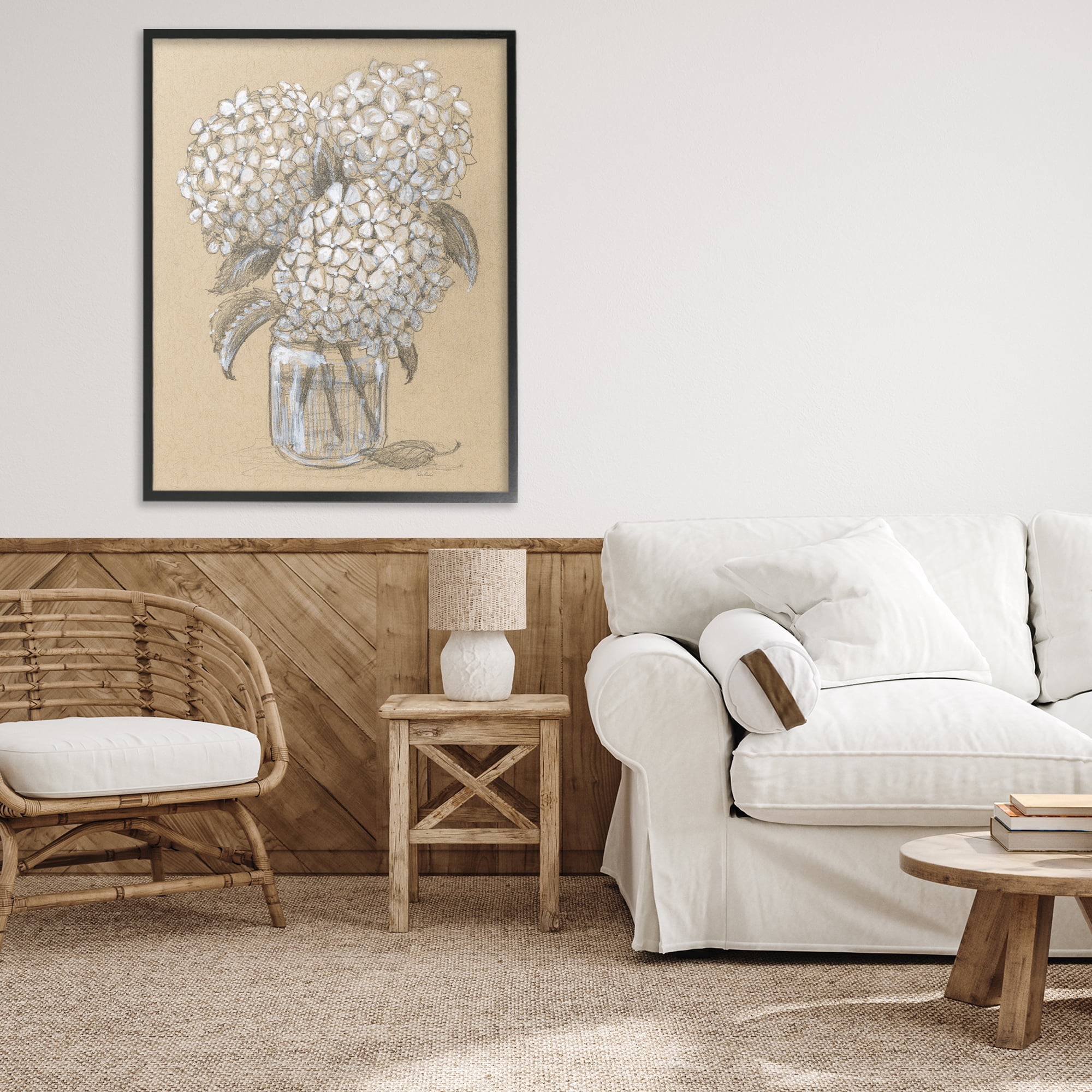 Stupell Industries Hydrangea Jar Drawing Black Framed Giclee Art, design by Patti Bishop