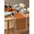 thumbnail image 3 of Table Runner Dresser Scarves 48 Inch Long,Vintage Inspired Key Design Orange Linen Dining Table Runners Geometric Twist Stripe Tabletop Scarf for Wedding Holiday Party Kitchen, 3 of 7