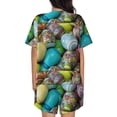 thumbnail image 3 of Naloa Easter Egg1 Women's Short-Sleeved Pajama Set, Loungewear, Summer pajamas, Breathable Cozy - Large, 3 of 9