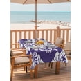 thumbnail image 2 of Outdoor Tablecloth with Umbrella Hole for Patio/Picnic/Party/Camping, Purple Boho Waterproof Table Cloth Rectangle Table Cover Washable, Vintage Classic Bohemia Flower Textured (60"x 84"), 2 of 8