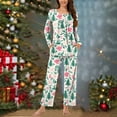 thumbnail image 2 of Riecok Womens Pajama Sets Long Sleeve Xmas Tree Printed Tops and Wide Leg Pant Cozy Nightwear Loungewear, 2 of 6