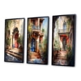 thumbnail image 3 of Designart "Rustic Stairway Welcoming Cottage Entry IV" Farm Framed Wall Art Set Of 3 - Red Country Frame Canvas Set For Living Room Decor, 3 of 6