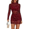 thumbnail image 4 of GFDYREE Robe en Maille pour Femmes Manches Longues Justaucorps 3 Pcs avec Cami Shorts, 4 of 4