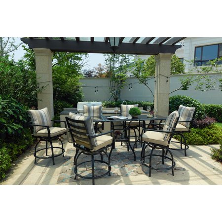 Every Season Steel 9 Piece Swivel Bar Height Patio Dining Set