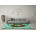 thumbnail image 3 of Ahgly Company Indoor Square Medallion Turquoise Blue Traditional Area Rugs, 7' Square, 3 of 4