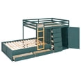 thumbnail image 4 of Harper & Bright Designs Full over Full Bunk Bed with Storage Wardrobe and Drawers, Full Size Wood Space-Saving Bunk Bed with Guardrail for Apartment, Bedroom, Green, 4 of 20