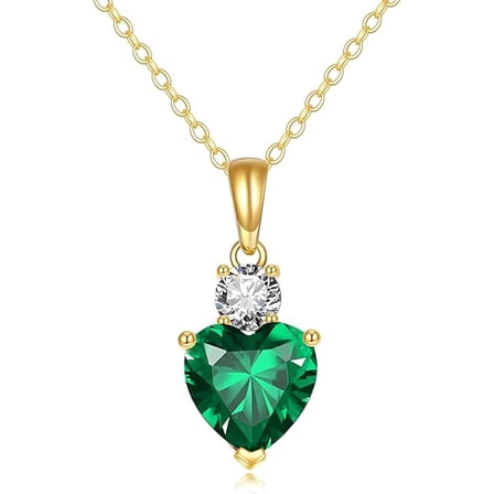Heart Green Emerald Gemstone Pendant Necklace for Women – 925 Sterling Silver Jewelry Gift Christmas gift