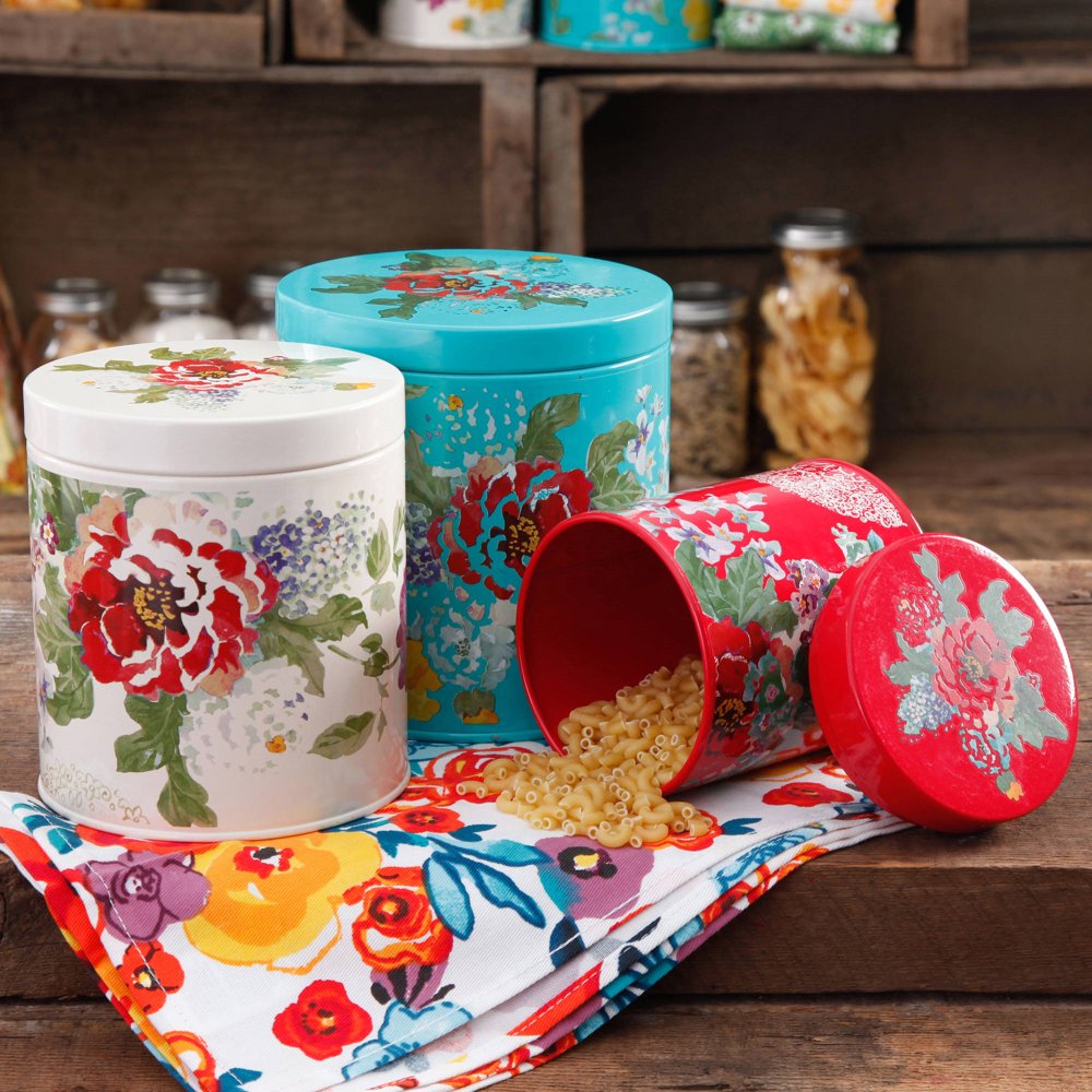 The Pioneer Woman Country Garden Food Storage Canister Set, 3 Piece ...