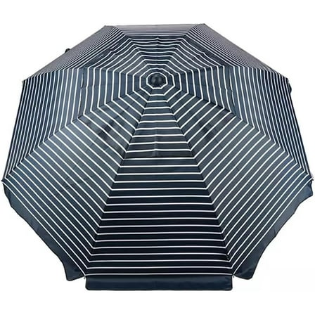 Beach Umbrella, 8 Feet, Indigo Sky Striped Pattern