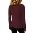 thumbnail image 4 of Women's Slim Fit Cowl Neck Sweater, Ribbed Knit Ruched Top, Long Sleeve Casual Shirt, Solid Color Basic Top, Everyday Wear Tops, Draped Cowl Neck Sweater Wine L, 4 of 8