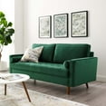 thumbnail image 2 of Contemporary Modern Urban Designer Living Room Lounge Club Lobby Sofa, Velvet Fabric, Green, 2 of 6