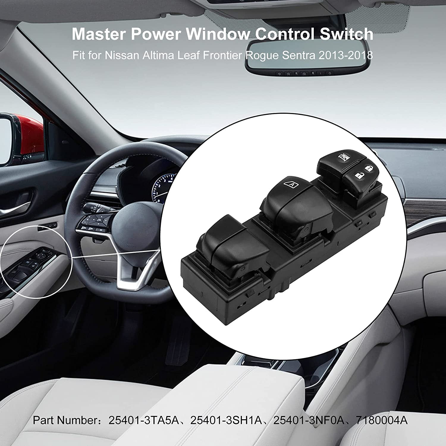 Master Power Window Switch For Nissan Altima, Rogue, Sentra (2013-2018) – Driver Side Front Left Control