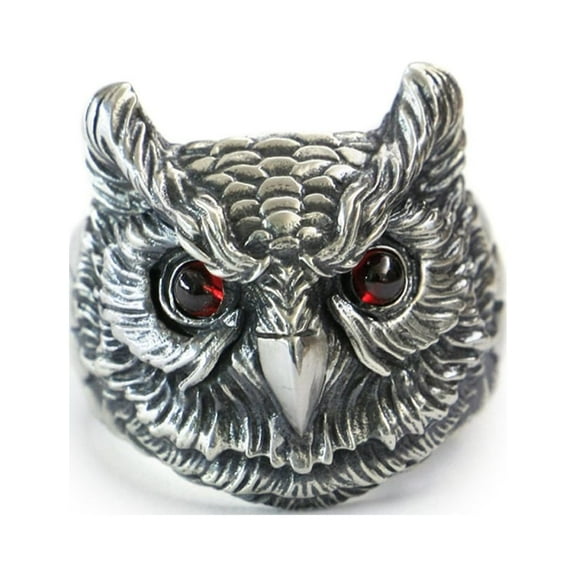 Red CZ Eyes Owl Ring Biker Punk Jewelry TA261 US Size 10