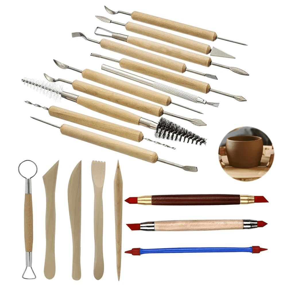 Tonsiki 61pcs Ceramic Air Dry Clay Tool Carving Set, Pottery Polymer Clay Tool Sculpting Kit For Adult & Kid DIY Art Craft