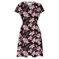 thumbnail image 5 of Tnhcen Women's Summer Deep V Neck Floral Print Dress Ruched Waist Short Sleeve 4 - Way Stretch Bodycon Dress for Women Size S - 2XL Casual Beach Party Vacation Dress, 5 of 6