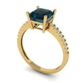 thumbnail image 2 of Clara Pucci 14K Yellow Gold Solid Gold LondonBlueTopaz Solitaire with Accents Anniversary Ring for Women - 2.7 cttw Asscher Cut, 2 of 8