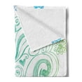 thumbnail image 2 of Flowers Soft Flannel Fleece Throw Blanket, Rainbow Colored Ombre Sketch Design with Florals Blossom Ivy Leaves, Cozy Plush for Indoor and Outdoor Use, 50" x 70", Turquoise White, by Ambesonne, 2 of 5