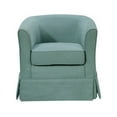 thumbnail image 2 of Lex 28 Inch Swivel Accent Chair, Bright Teal Fabric, Curved Back, Skirted, 2 of 5
