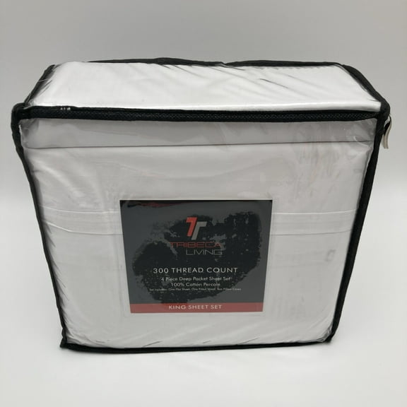 Tribeca Living Twin Tribeca Plaid 300 Thread Count Cotton Extra Deep Pocket Shee