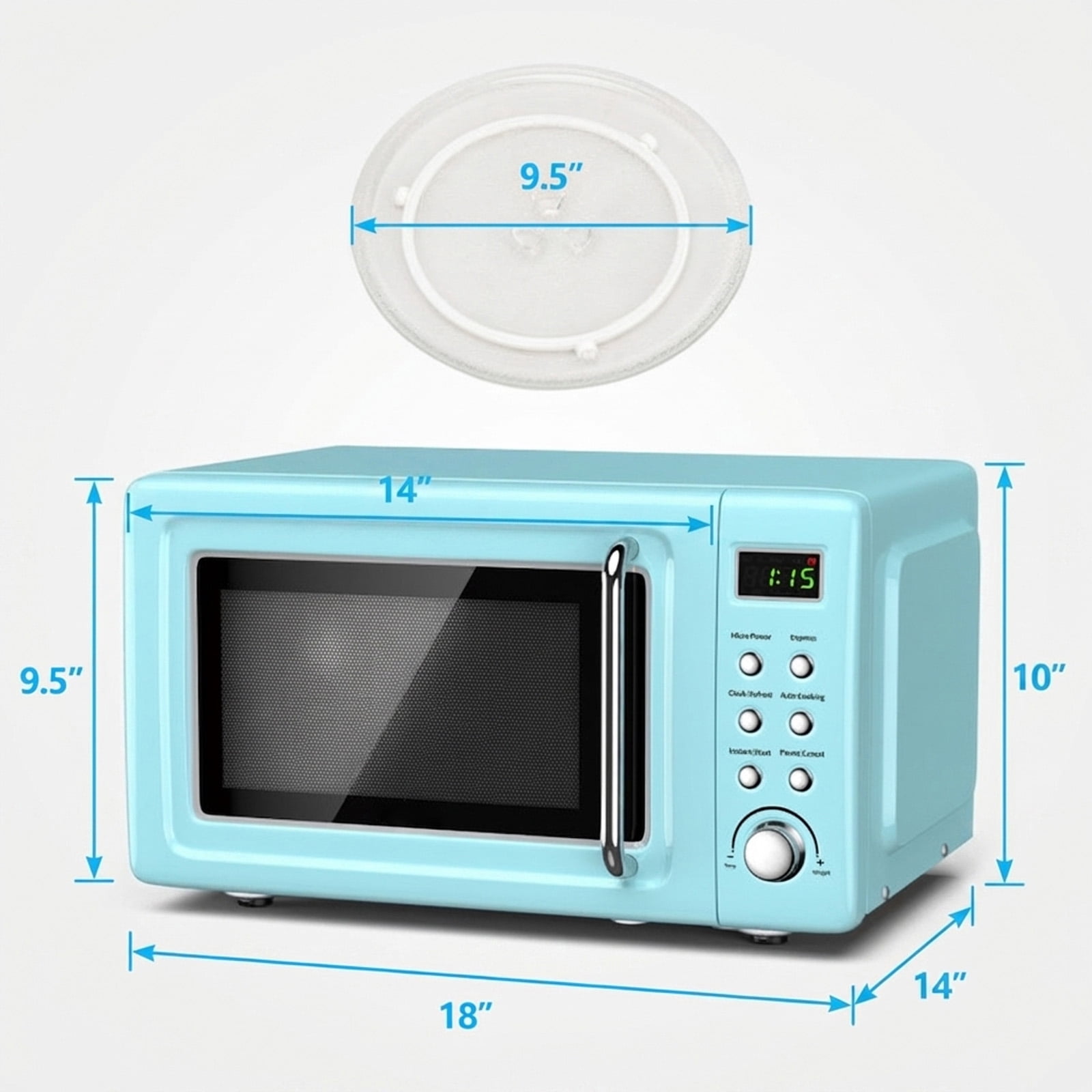 RUIE Retro Microwave Oven,700W 0.7 Cu.ft Countertop Microwave with 5 Power Levels and 8 Auto Cook Menus,LED Display,Child Lock,Compact Microwave for Apartment Dorm Office