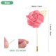 thumbnail image 3 of Uxcell 1-Pack Insignias de Flor para Hombres, Broches de Rosa con Hoja Dorada para Novios en Bodas/Bailes/Fiestas [Rosa Oscuro], 3 of 7